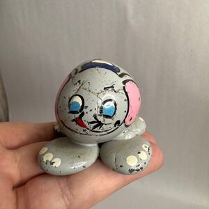 Vintage Hand Painted Elephant Figurine Stone Art Cute Cartoon Desk Decor